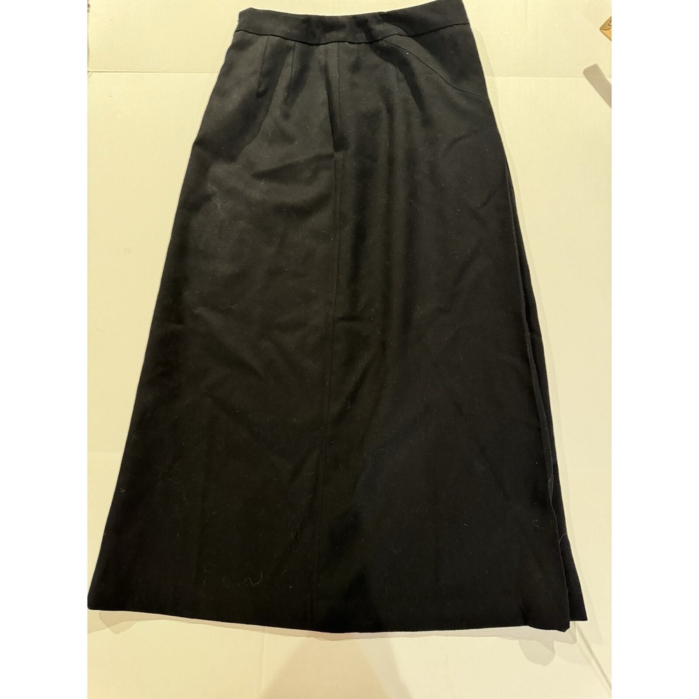 Harve Benard Vintage Black Wool Midi Skirt High Rise Flare Slit Size 4